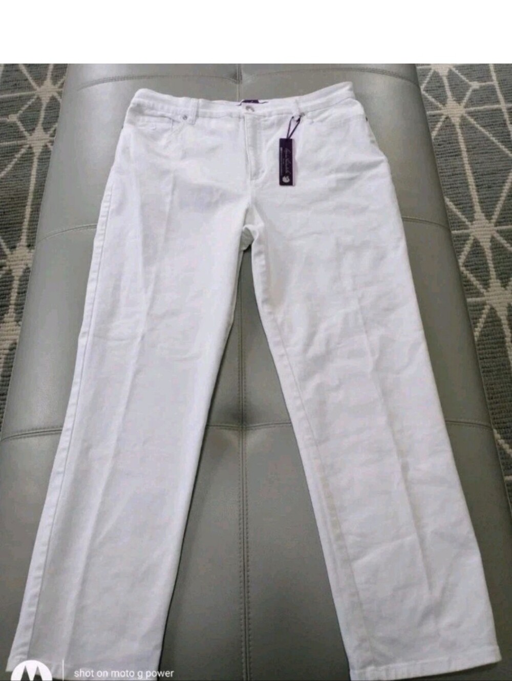 Gloria Vanderbilt Women's Amanda Crystal White Jeans Haritage Fit Tapered Leg 16